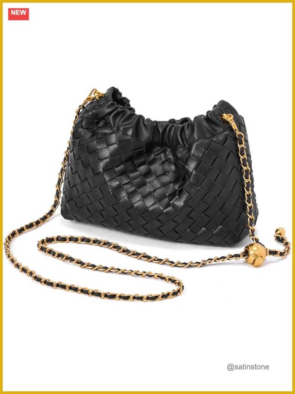 Woven Crossbody Bag Handbag Evening Purse Adjustable Strap Hobo Clutch - Picture 1 of 7